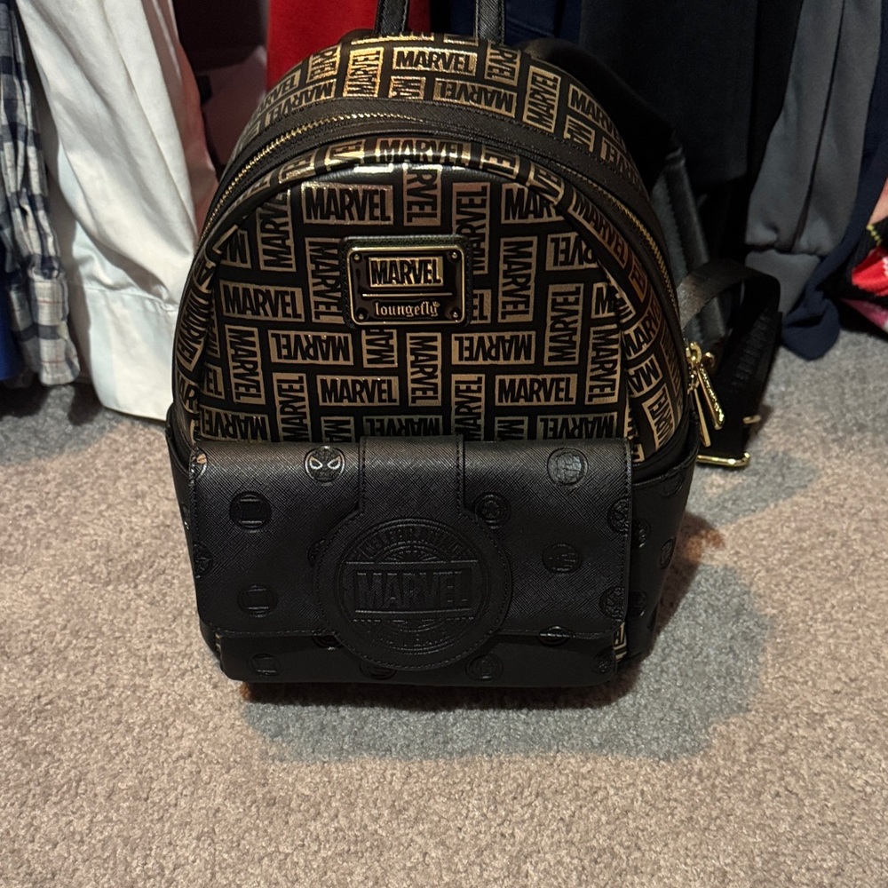 Loungefly Marvel Black and Gold Backpack